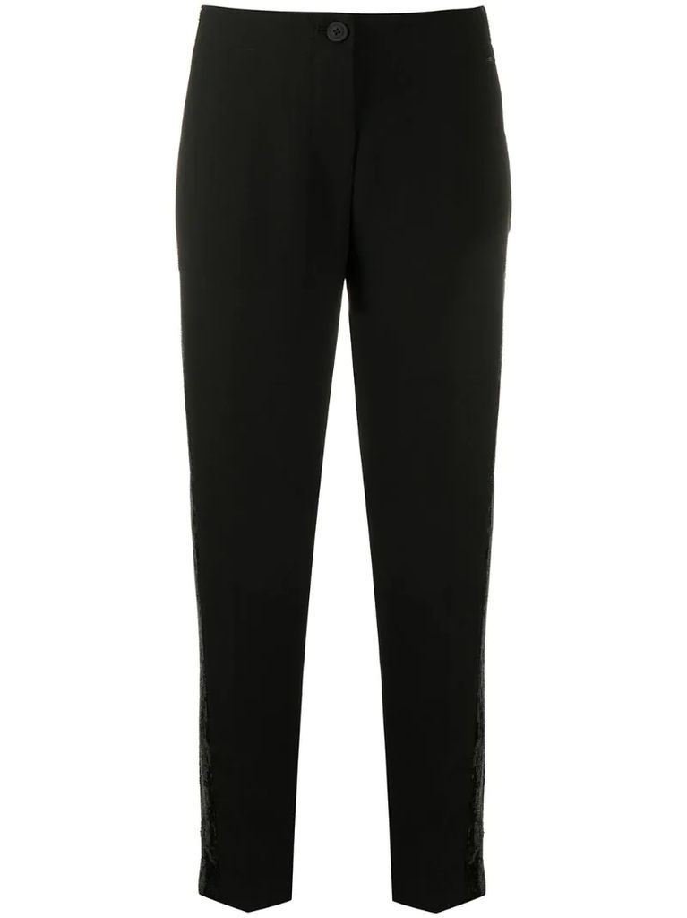 sequin-stripe tapered trousers