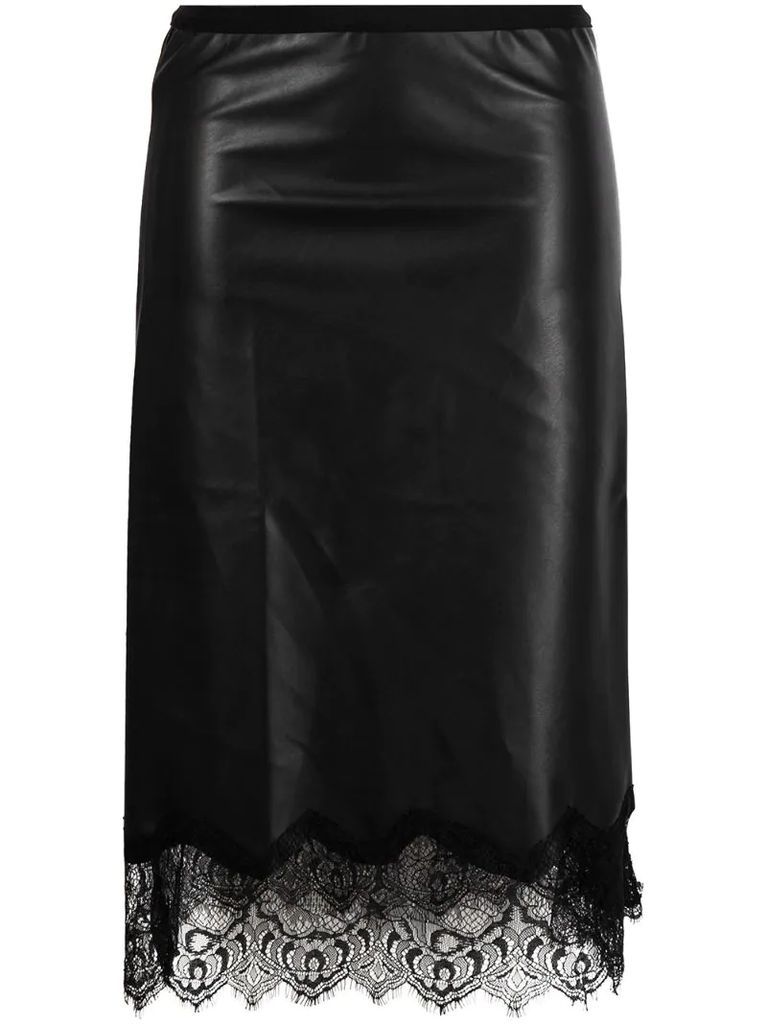 lace trim straight skirt