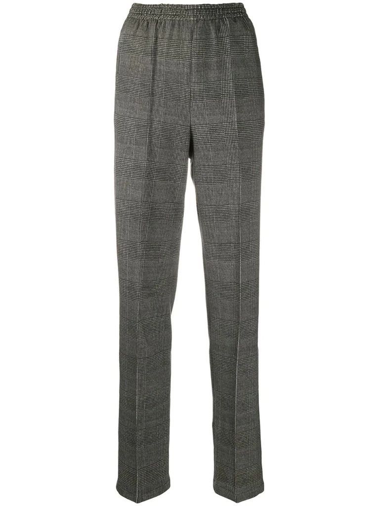 elasticated plaid tailored trousers