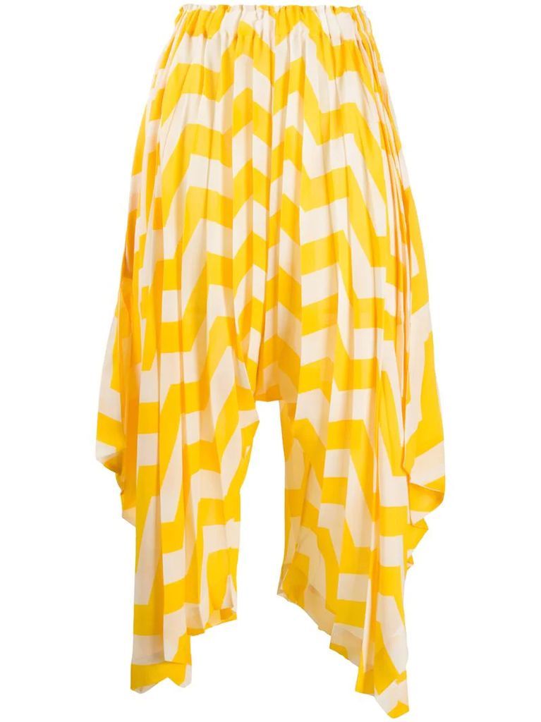 zigzag patterned asymmetric trousers