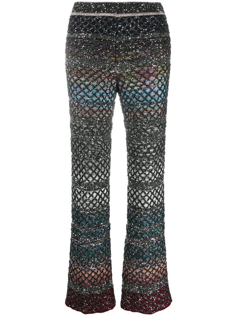 flared knit trousers