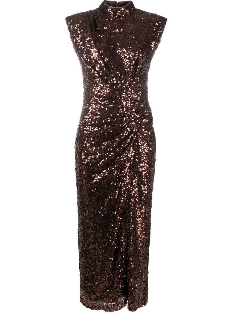 sequinned ruched dress