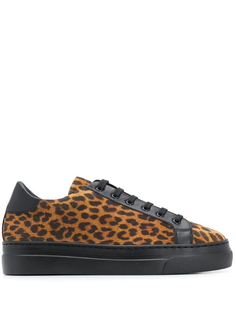 leopard-print lace-up sneakers