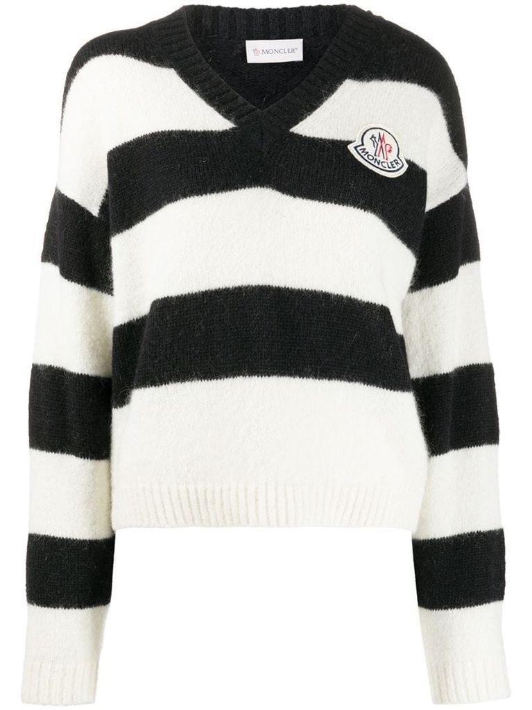 striped logo patch jumper