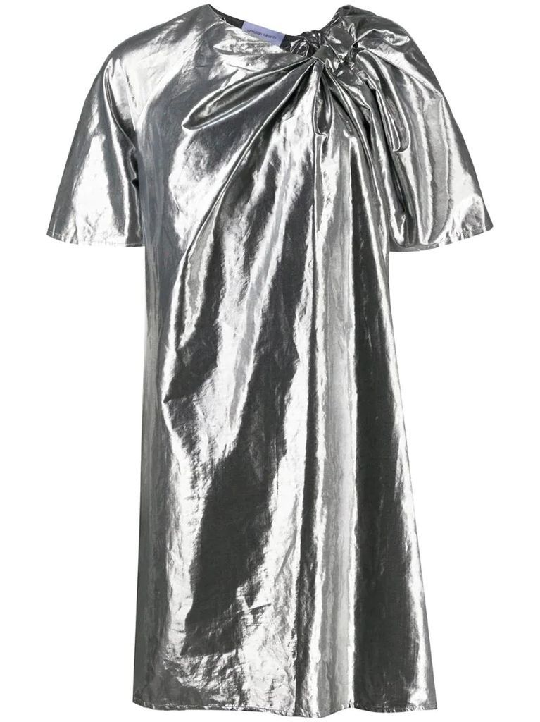 metallic-effect flared dress