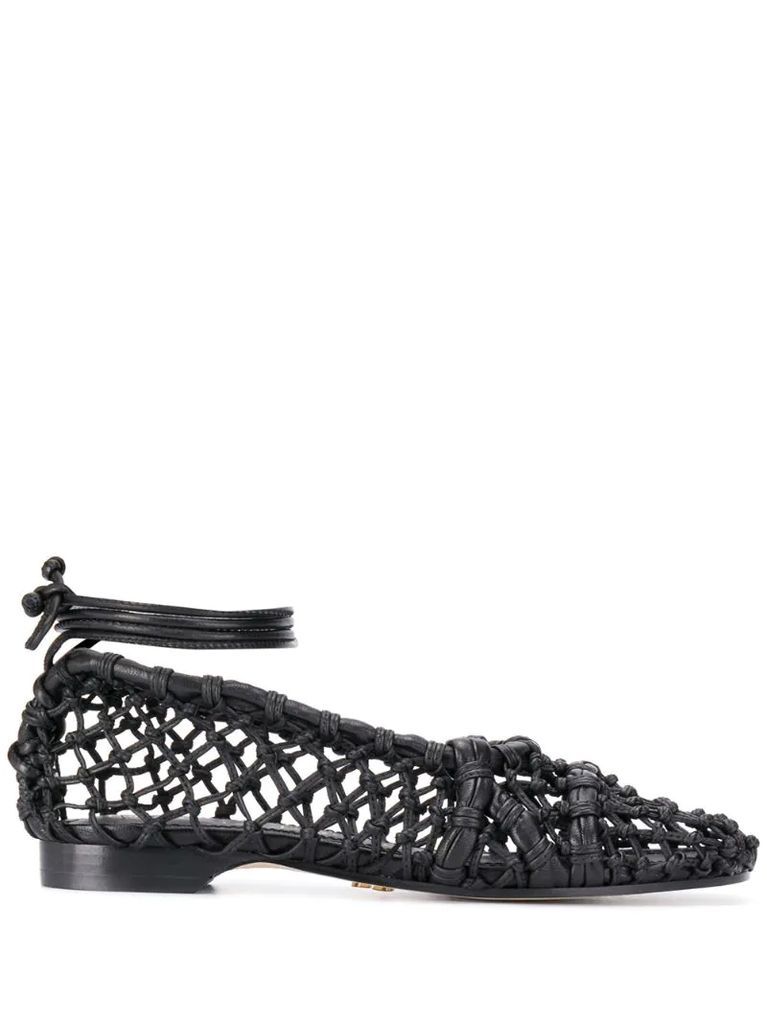 woven leather pumps