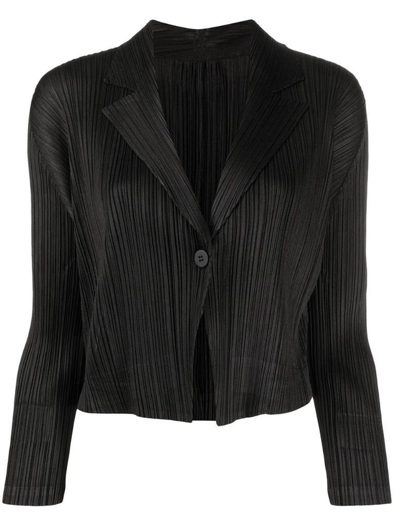 micro-pleated cropped jacket