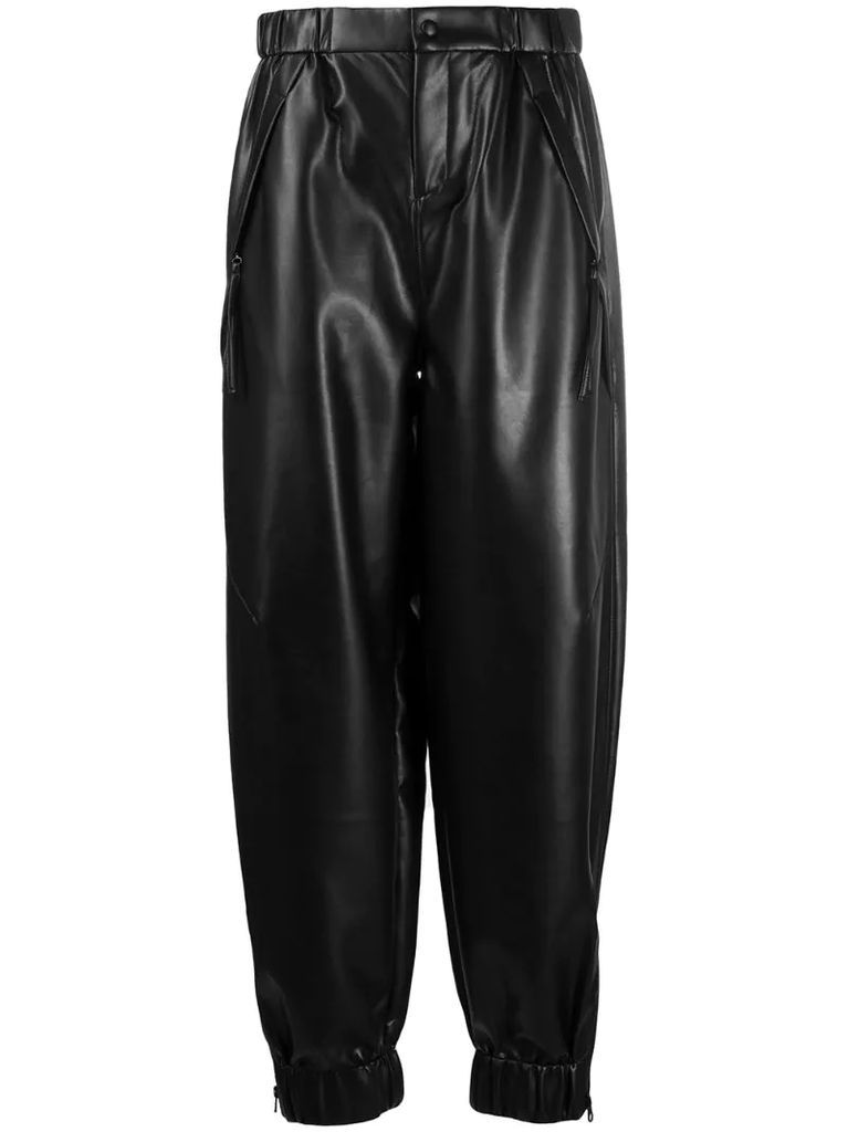 tapered faux leather trousers