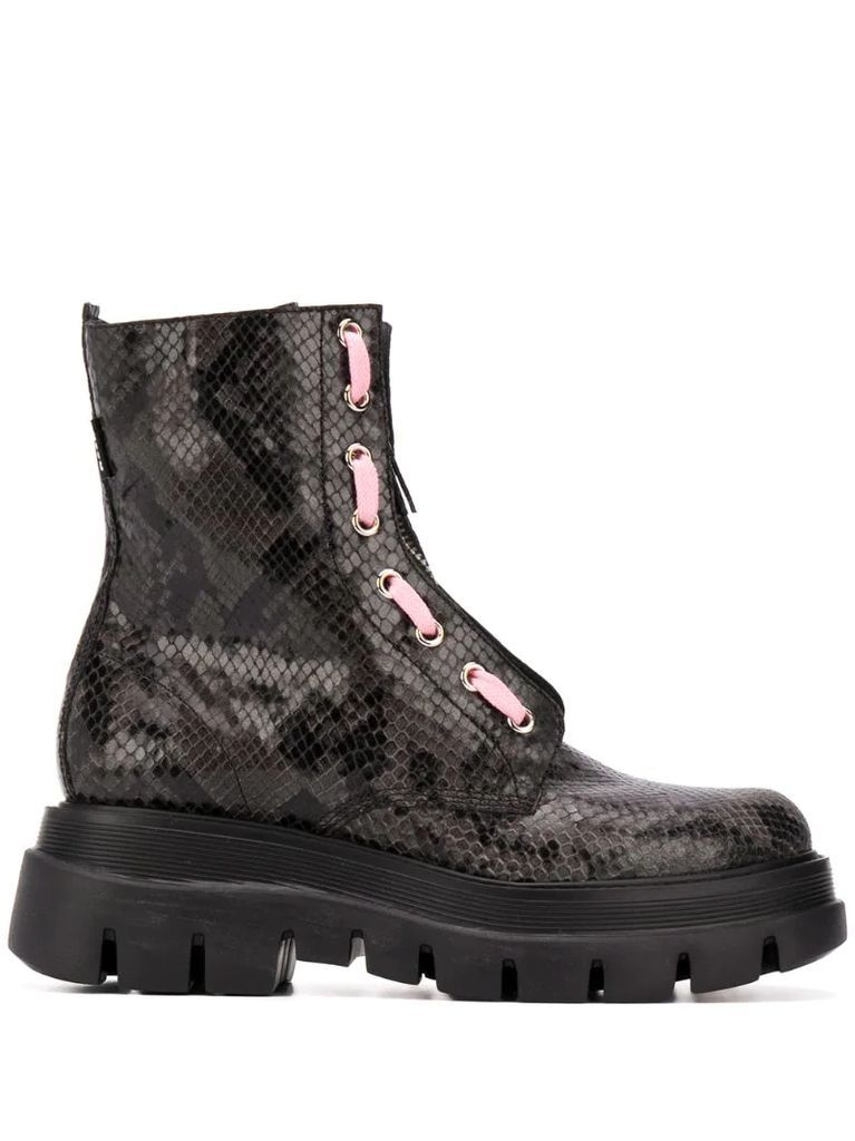 snakeskin-print ankle-length boots