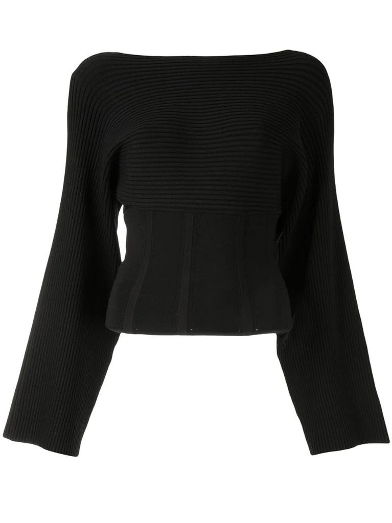 fitted-waist ribbed jumper