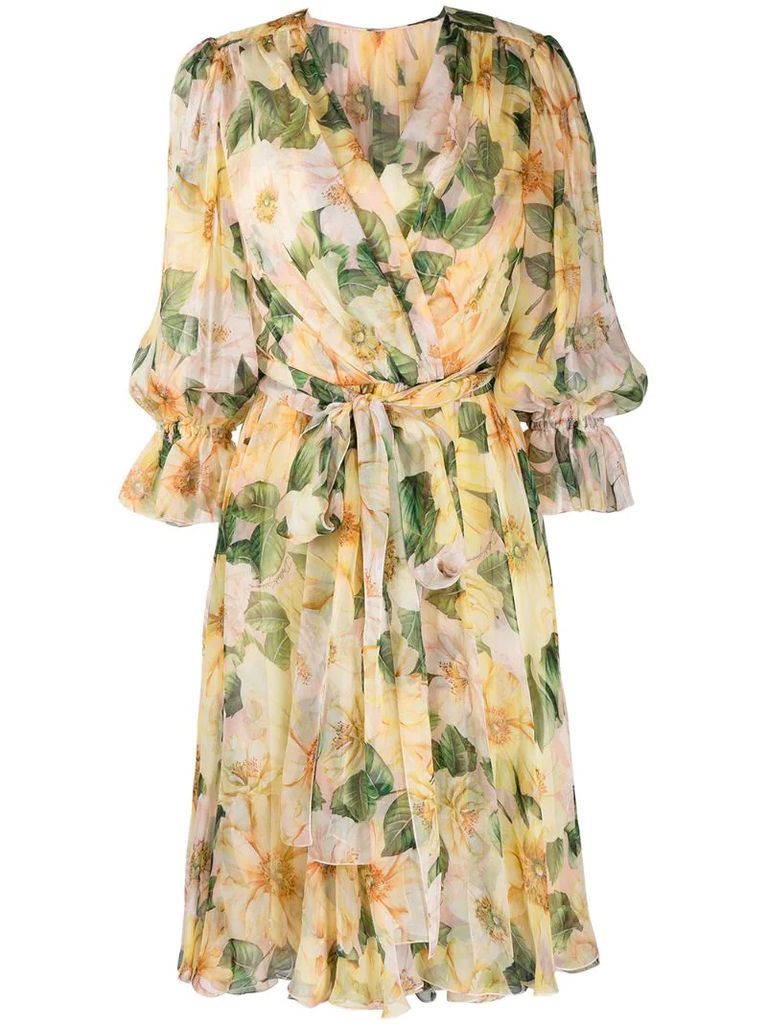 wrap style floral dress