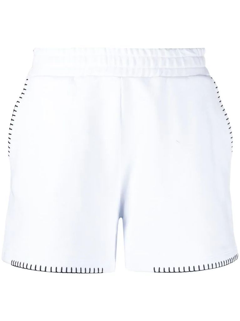 embroidered trim cotton track shorts