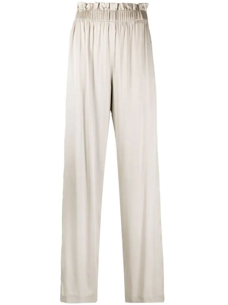 wide-leg silk-blend trousers