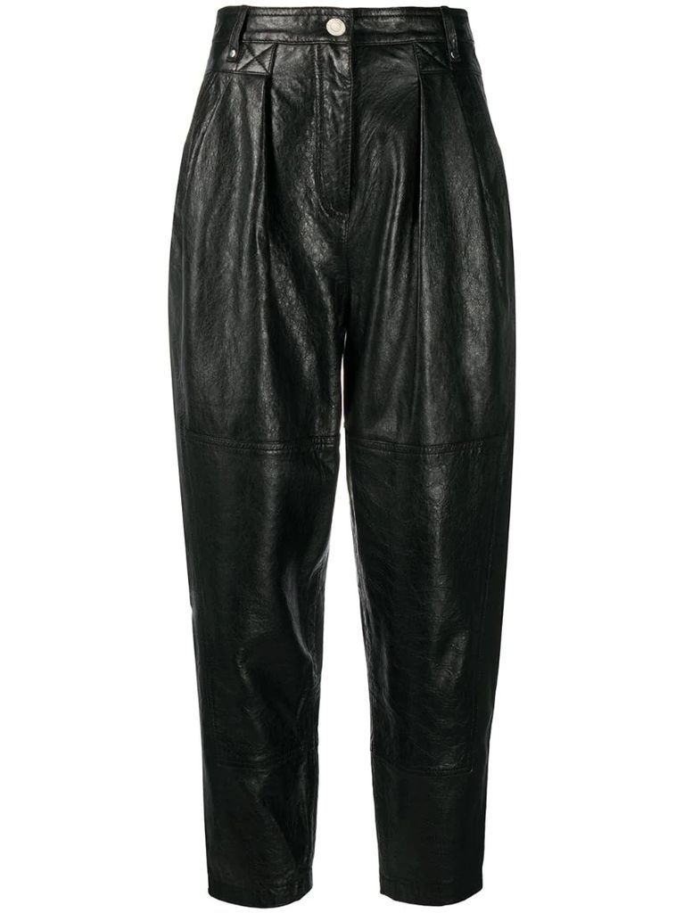 Menden straight-leg leather trousers