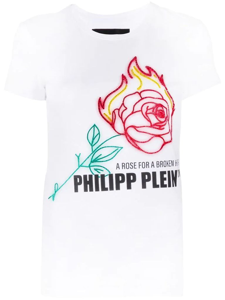 Neon Rose rhinestone T-Shirt