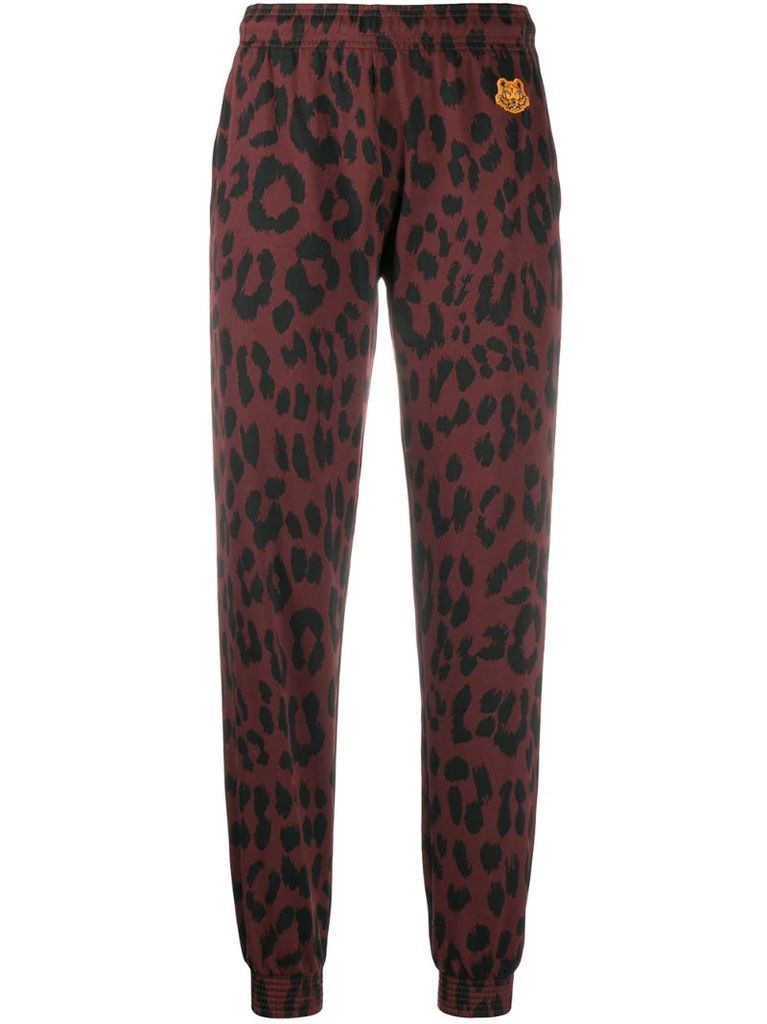 leopard print track pants