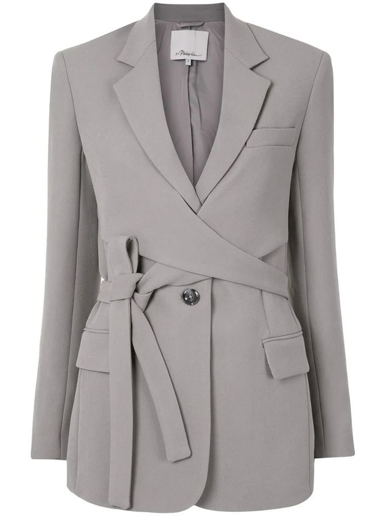 single-breasted wrap blazer