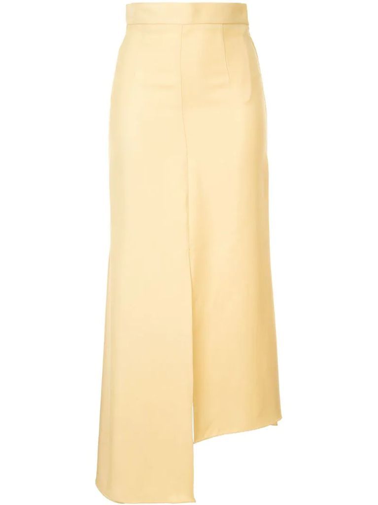 high-waisted asymmetric skirt