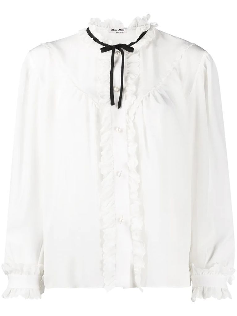 ruffled bow blouse