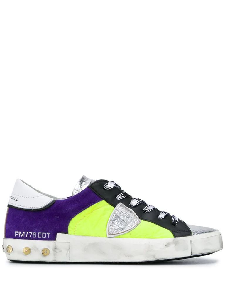 colour block studded sneakers