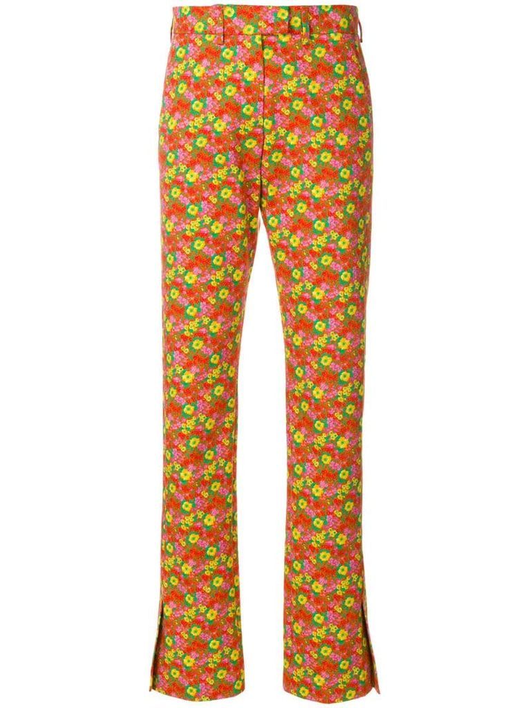 slim-fit floral print trousers