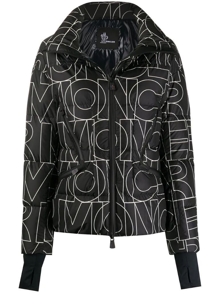logo-print quilted jacket