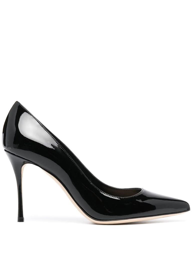 pointed patent-leather pumps