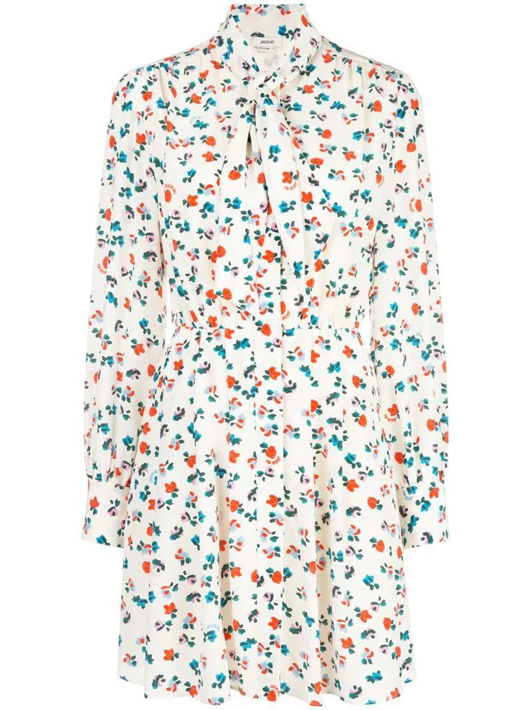 floral print shirt mini dress