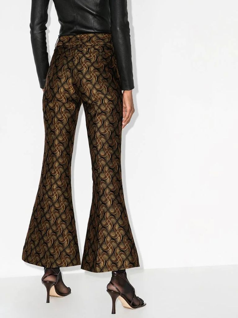Charles cropped jacquard flared trousers