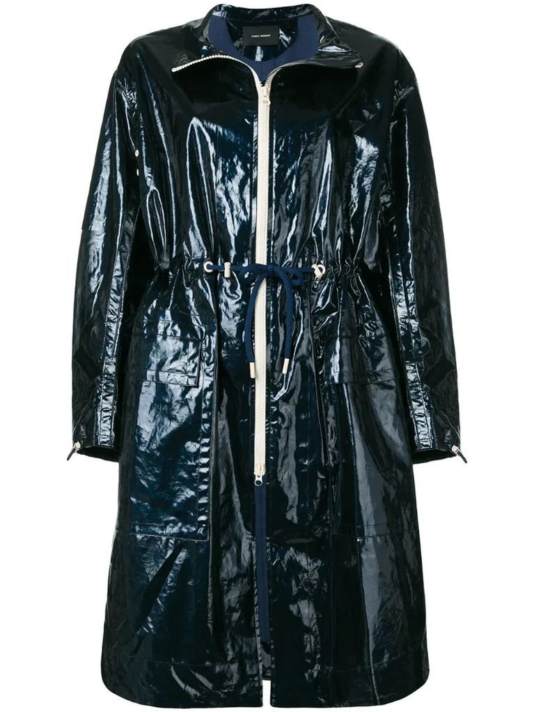 drawstring waisted raincoat