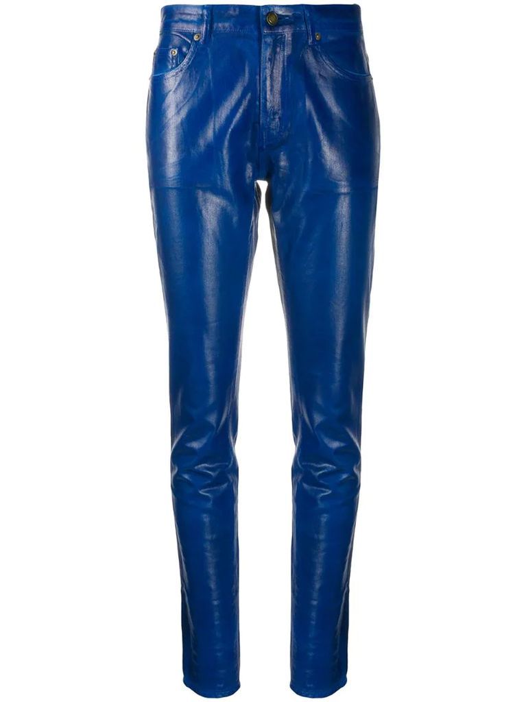 skinny patent style trousers
