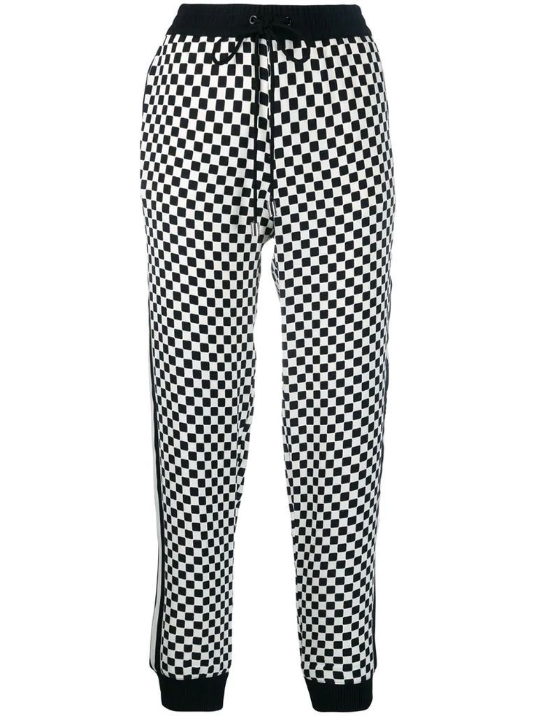 checked track pants