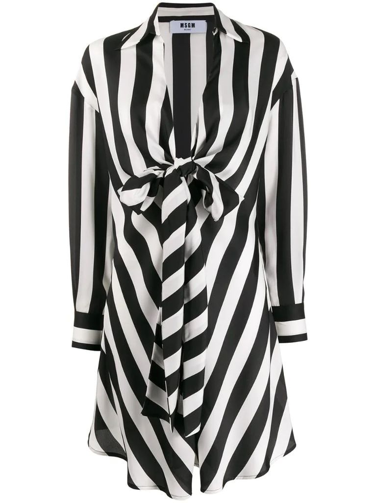 striped tie waist draped dress