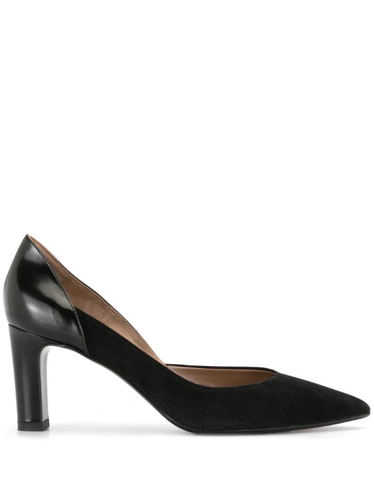 pre-owned contrasting panel pointed toe pumps