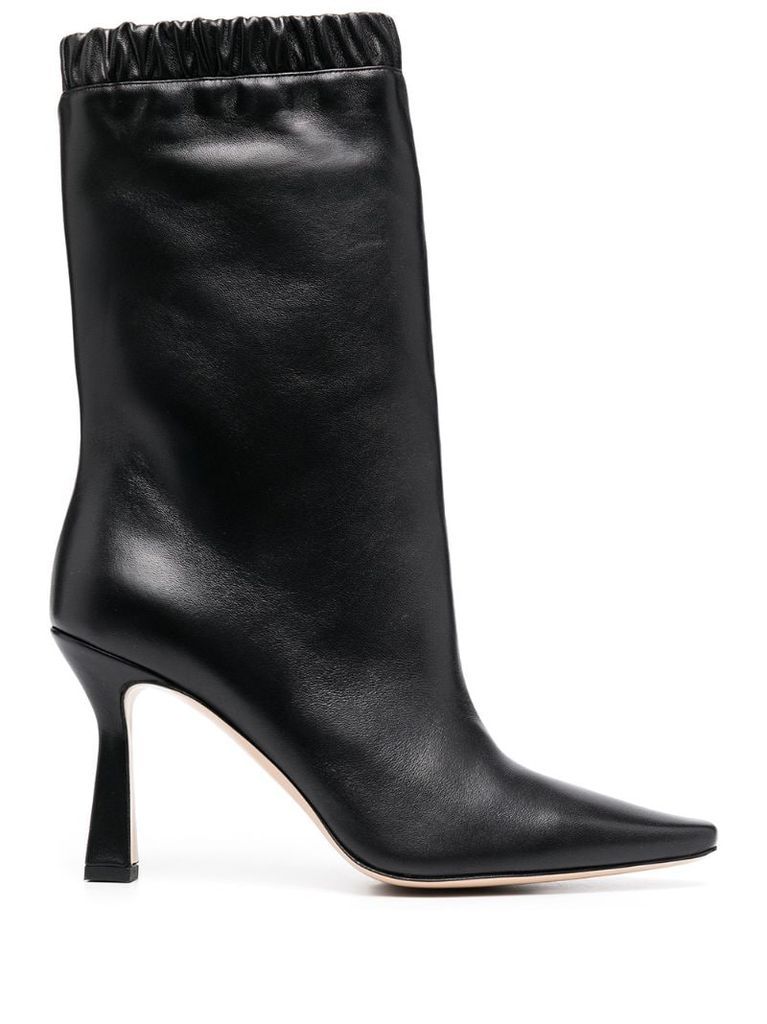 calf-length leather boots