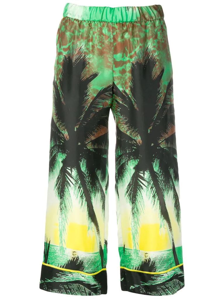 tropical print palazzo trousers