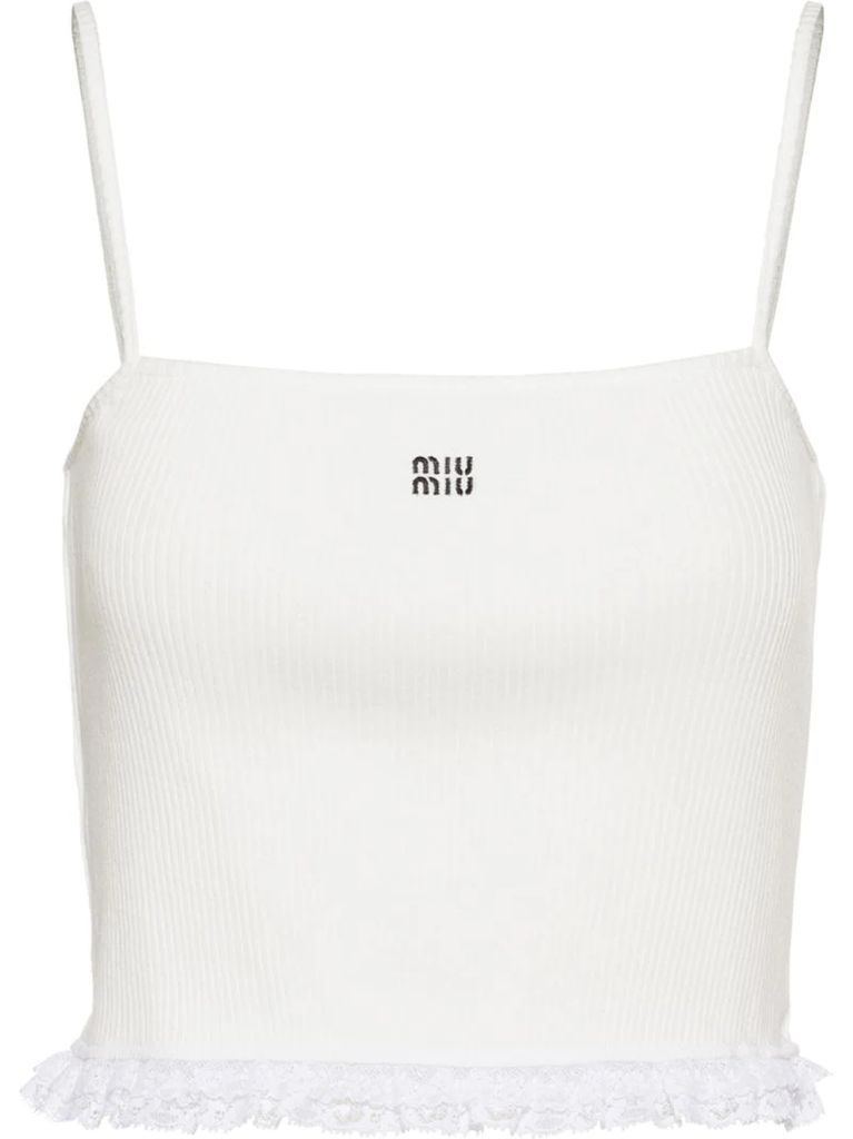 embroidered logo ribbed top