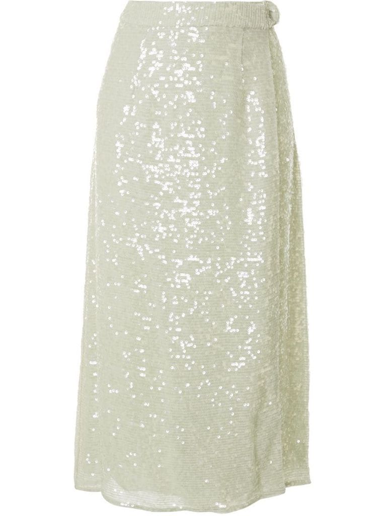sequin belted wrap skirt