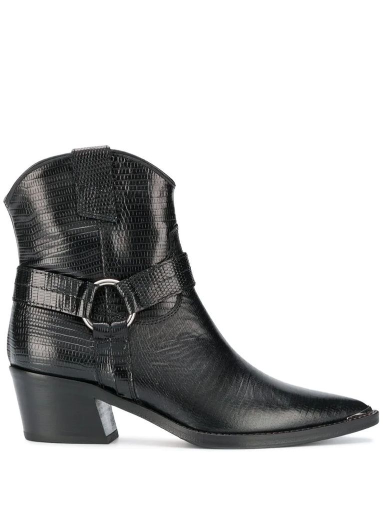 embossed ankle boots