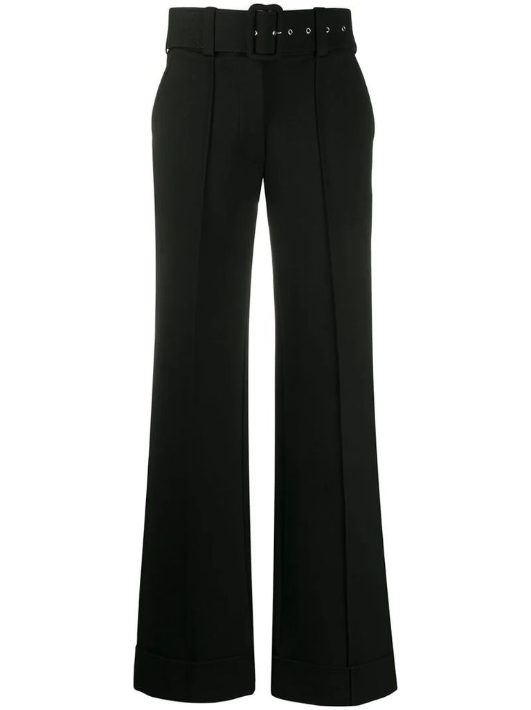 belted wide-leg trousers