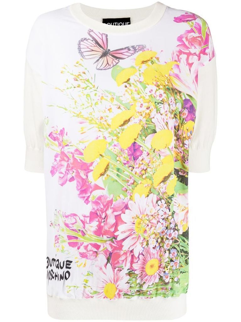 short sleeve butterfly print T-shirt