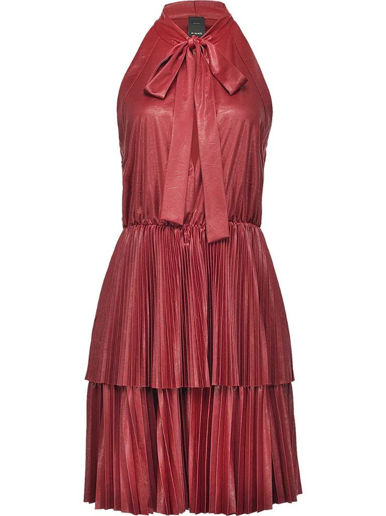 pussy bow pleated dress