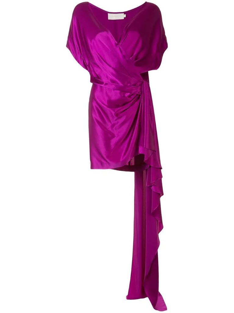 wrap style silk dress
