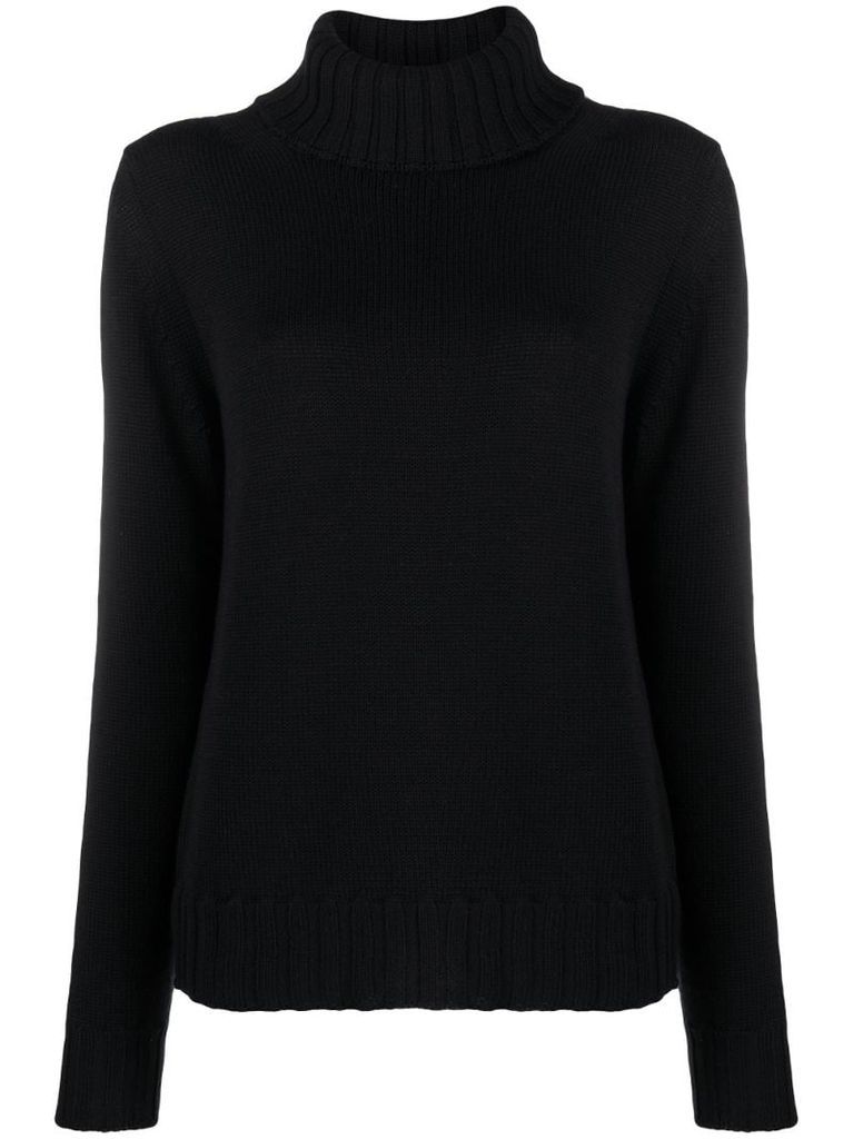 knitted jumper with chunky roll neck