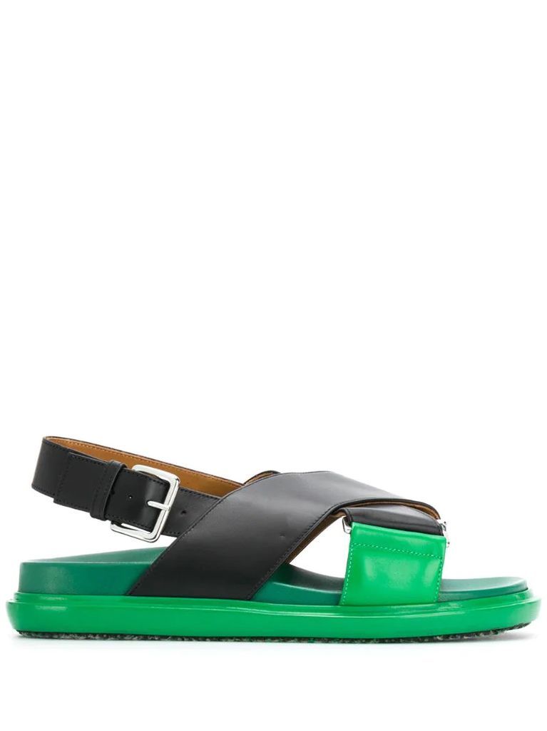 cross-strap leather sandals