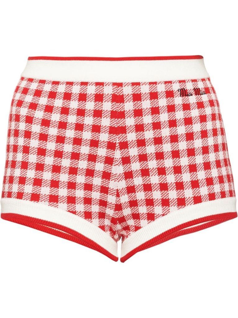 knitted gingham shorts