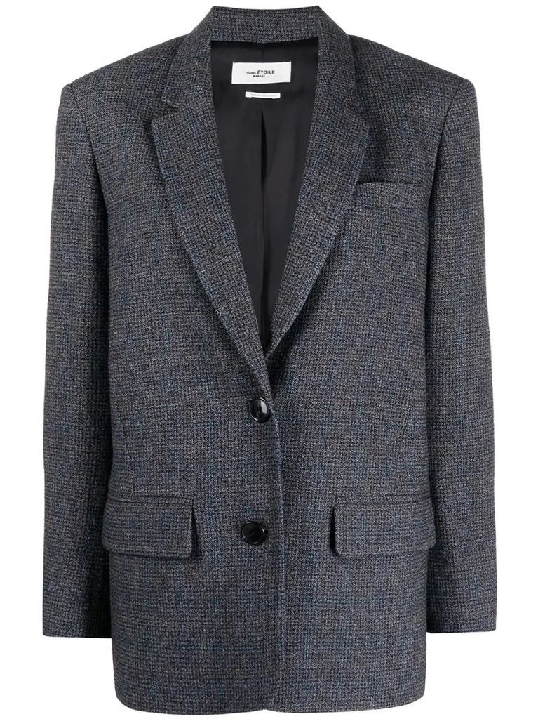 check-patterned tweed blazer