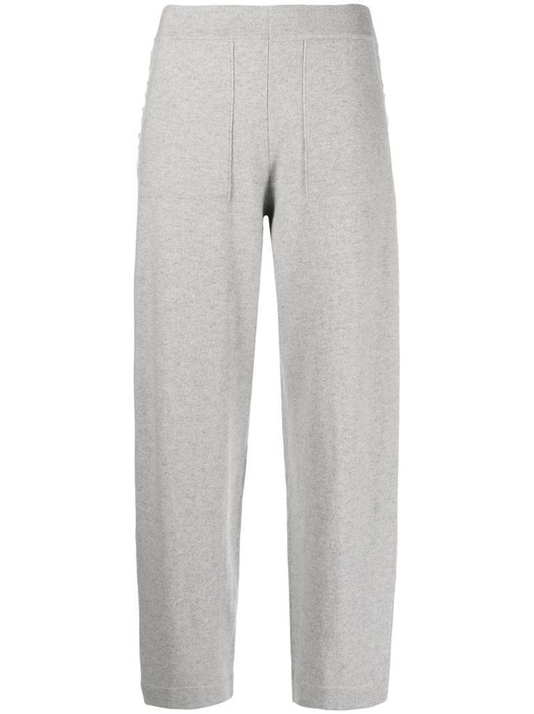 mid-rise embroidered knitted trousers