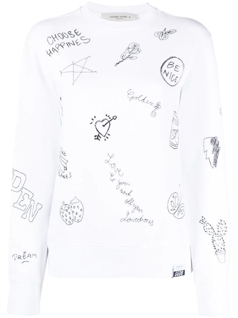 all-over sketch print sweatshirt