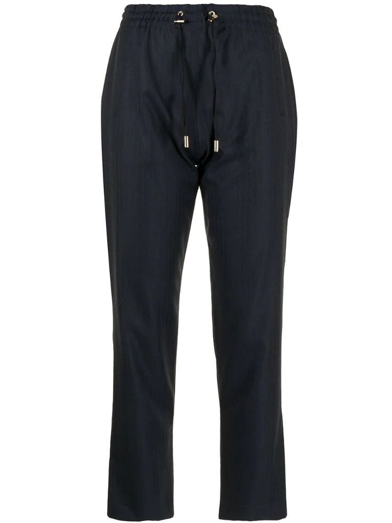 wool-cashmere blend drawstring cropped trousers
